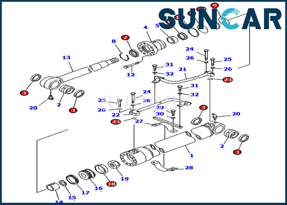 acheter équipement lourd de Kit For PC80-3 PC80LC-3 KOMATSU de service de cylindre de boom de 20X-63-02010 20X6302010 online manufacture