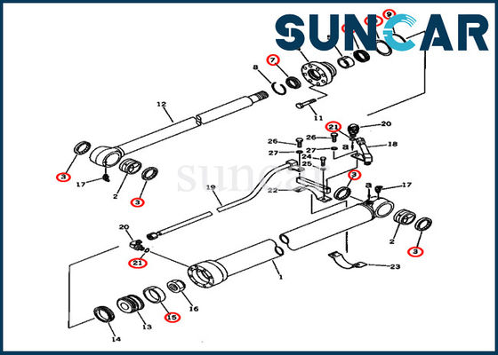 acheter Le kit 20X-63-02030 20X6302030 PC80-3 PC80LC-3 de joint de réparation de seau modèle le kit de cachetage de cylindre de KOMATSU online manufacture