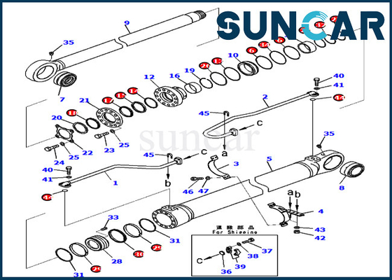 acheter Excavatrice 7219800920 Service Kits For PC800SE-8E0 KOMATSU du kit 721-98-00920 de joint de cylindre de boom online manufacture