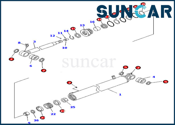 acheter 707-98-41350 phoque Kit Fits For Komatsu PC88MR-8 PW98MR-8 de réparation de cylindre d'oscillation de 7079841350 booms online manufacture