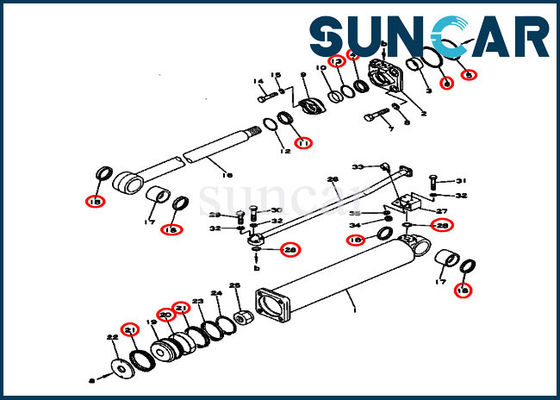 acheter Le bouteur partie 131-63-05040 kits de réparation du kit D53S-16 KOMATSU de joint de cylindre hydraulique d'ascenseur online manufacture