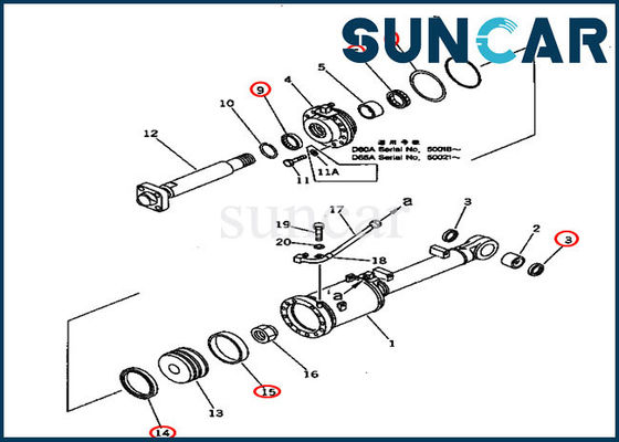 acheter Pièces de réparation du kit D60A-11 KOMATSU de joint de cylindre de déportance de pale du bouteur 707-98-60100 online manufacture
