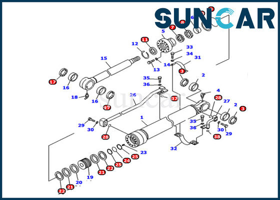 acheter 707-99-25800 pièces de Hydraulic Cylinder Inner d'excavatrice de Kit Fits PC128US-2-A de joint de cylindre de seau de KOMATSU online manufacture
