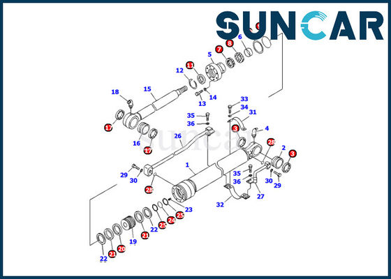 acheter Excavatrice Repair Kit du kit PC120-6E0 KOMATSU de joint de cylindre de seau de la résistance d'huile 707-99-25870 online manufacture
