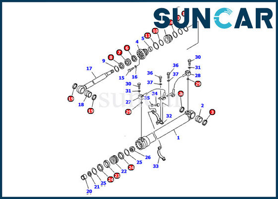 acheter 707-99-36290 1ère excavatrice Inner Replacement de Kit Fits Komatsu PC120 PW130 de joint de cylindre de boom online manufacture