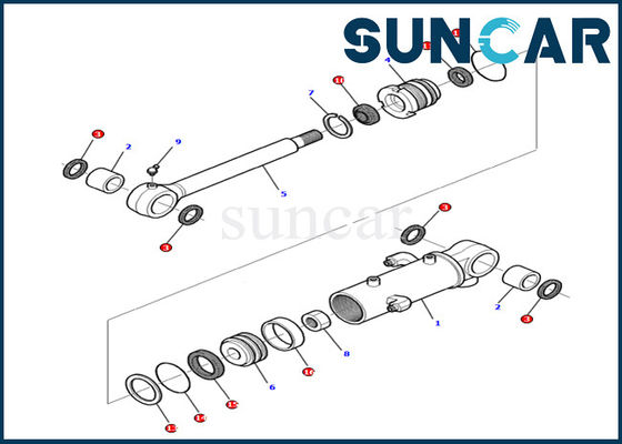 acheter Kit intérieur de service de pièces de Kit Fits Excavator Machinery PC12R-8 de joint de cylindre de lame de KOMATSU 878000379 online manufacture
