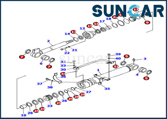 acheter 707-99-38450 cylindre de boom scellant l'excavatrice Replacement Kits de Kit Komatsu PC138US-8 online manufacture