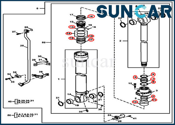 acheter Excavatrice Hydraulic Service Kit du kit 2154D 225DLC de joint de réparation de seau de John Deere AH225137 online manufacture