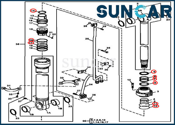 acheter FYA00006590 excavatrice Left Boom Sealing Kit Fits 240DLC 250GLC John Deere Cylinder Components online manufacture