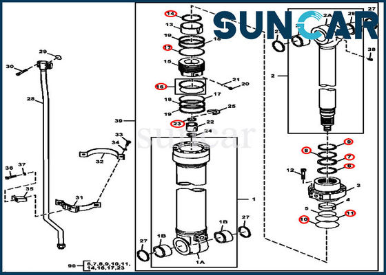 acheter Excavatrice Moldes de Kit For 240DLC 250GLC de réparation de FYA00006591 John Deere Hydraulic Cylinder Seal online manufacture