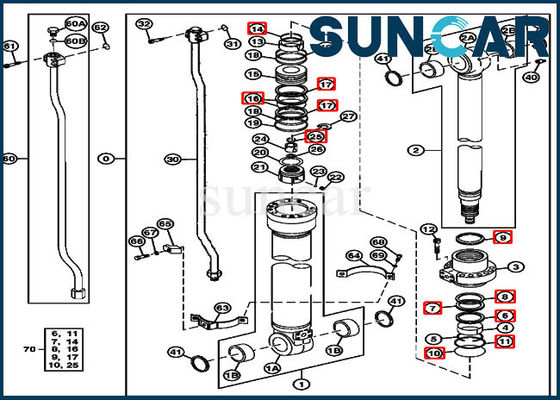 acheter Phoque hydraulique Kit Fits 230CLC John Deere Equipment de réparation des composants 4369943 de cylindre de bras online manufacture
