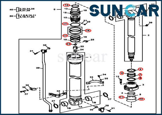 acheter phoque Kit Excavator Repair Kit For 120D 135D 130G John Deere Cylinder 9288686G du bras 4S00847 online manufacture