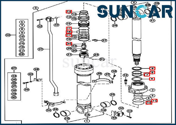 acheter 210 kit de cachetage de réparation de cylindre de bras de bâton de John Deere Hydraulic Seal Kit 4661594 Dipper online manufacture