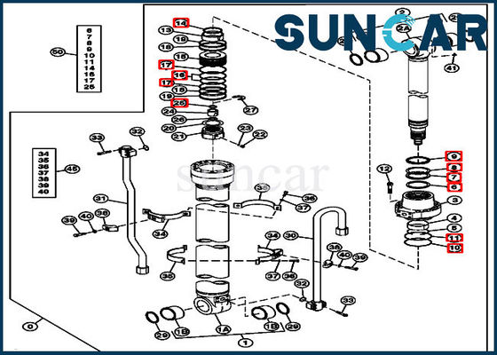 acheter Les kits hydrauliques de joint de rechange FYA00001392 adapte le cylindre de seau de John Deere 245GLC 230GW online manufacture