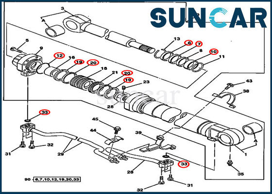 acheter Pièces de Kit Cylinder Service Kits Fits 230LCR 200CLC Deere de réparation de joint du bras AT264433 online manufacture