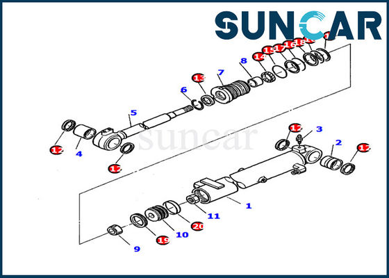 acheter 878000391 cylindre hydraulique de kit de réparation de Kit Fits Komatsu PC20-7 de joint de cylindre de boom d'excavatrice online manufacture