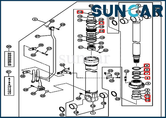 acheter Ajustements 270CLC 2554 John Deere Replacement Service Parts du kit 4639936 de joint de réparation de boom online manufacture