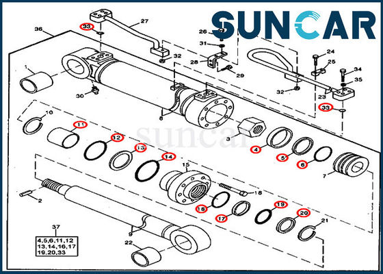 acheter 490 service Kit Excavator Repair Seal Kits de cylindre hydraulique de boom de JOHN DEERE AT196477 online manufacture