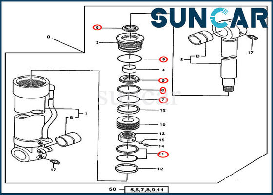 acheter kit de joint de cylindre de Hydraulic Removal Device d'excavatrice de 600C 550LC John Deere 4384450 online manufacture