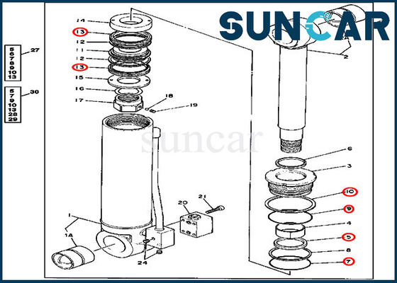 acheter Service Kit Fits Excavator 595D John Deere de remplacement de cylindre de 4240075 stabilisateurs online manufacture