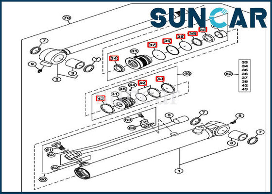 acheter 4652138 trou hydraulique JOHN DEERE de Kit Fits 35mm Rod 55mm de joint de réparation de cylindre de seau online manufacture
