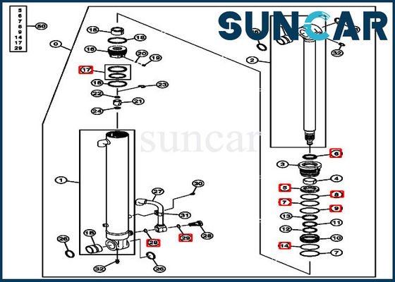 acheter Joints hydrauliques 4634036 modèles de Kit For Excavator 50D JOHN DEERE de joint de réparation de cylindre de bras online manufacture