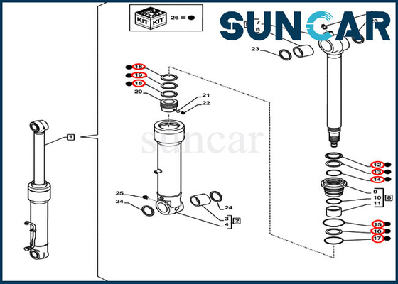 acheter CAISSE d'excavatrice de chenille du SR CX80C de Kit Cylinder Replacement Kit Fits CX75C de joint du seau LZ00473 online manufacture