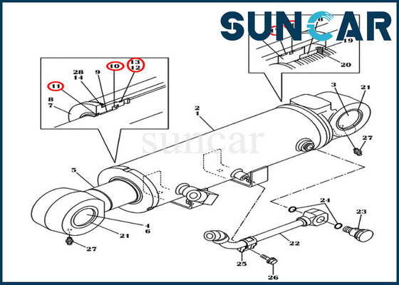 acheter Kit de réparation de joint de caisse du SR CX130C de Kit Excavator CX145C de joint de cylindre de lame LZ011480 online manufacture