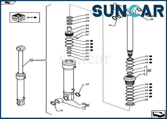 acheter Kit hydraulique de rechange de joint d'OEM de kit de joint de cylindre d'oscillation du cas LZ12030 de CX80C online manufacture