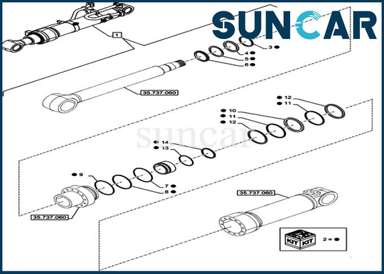 acheter CAISSE de l'excavatrice CX750DRTC de Kit Cylinder Service Kit Fits de réparation de joint du bras LZ014960 online manufacture