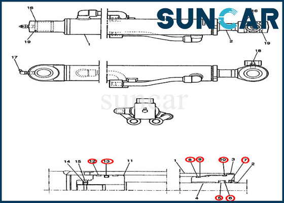 acheter Machines de cas de Kit For Excavator CX14 de joint de réparation de cylindre du seau PE01V00003R100 online manufacture