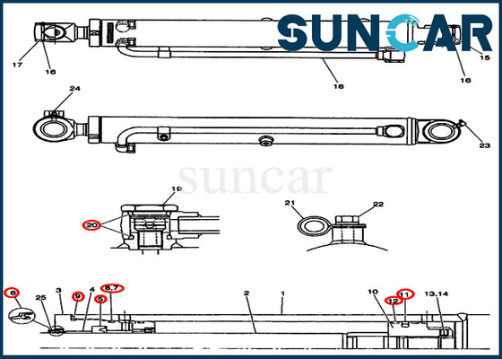 acheter Kit de cachetage de cylindre hydraulique du cas CX36 CX31 d'OEM du kit PW01V00046R300 de joint de seau online manufacture