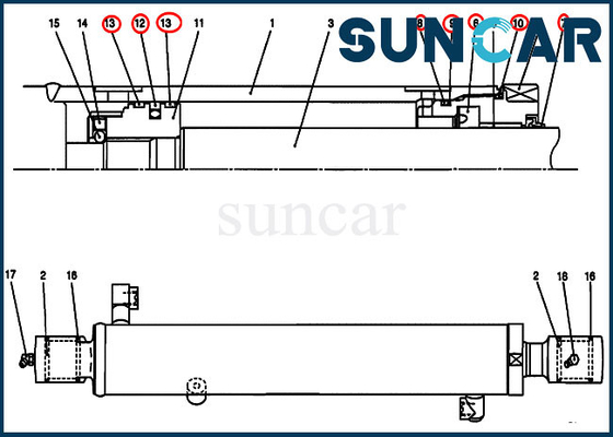 acheter Pièces de construction de cas de Kit Fits CX27B CX17B de joint de bras du kit PV01V00045R300 de cachetage de cylindre online manufacture