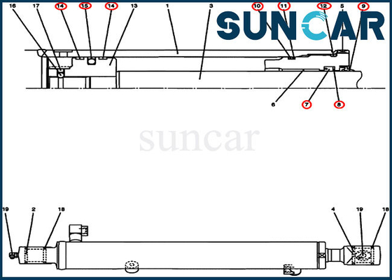 acheter Kits hydrauliques de rechange de cas de Kit Excavator CX17B de joint de réparation de cylindre du seau PU01V00035R300 online manufacture