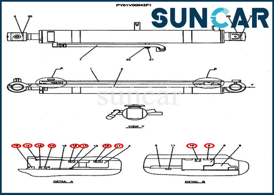 acheter CX50B Model Case PY01V00037R300 Replacement Seal Kit Crawler Excavator Boom Repair Kits online manufacture