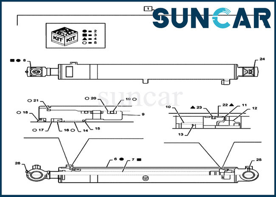 acheter Le kit PS01V00001R400 de joint de réparation de boom adapte le cylindre Rod du cas CX55B trou de 55 millimètres excavatrice de 90 millimètres online manufacture