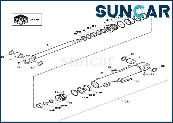 acheter Cas Mini Crawler Excavator de Kit Fits Model CX26C de réparation de joint du kit XKCD01373 de joint de CYL du boom XKCD-01373 online manufacture