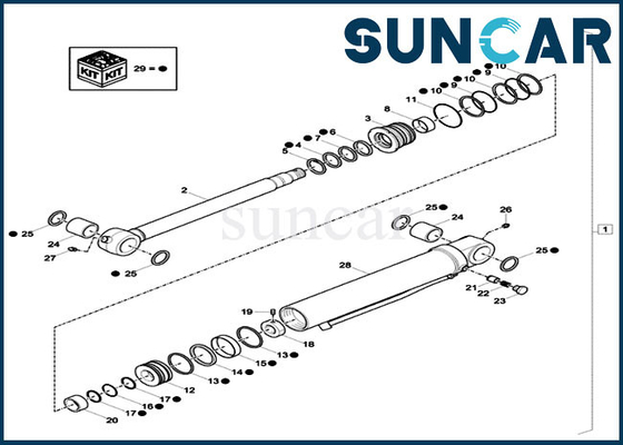 acheter Kit de servitude hydraulique d'OEM de Kit Case CX33C CX37C de joint de cylindre de XKCC-01438 XKCC01438 Dipper online manufacture