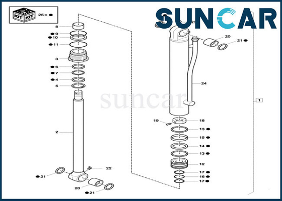 acheter CAS de Kit Fits CX33C CX37C de joint de réparation de cylindre de seau de Mini Crawler Excavator XKCC-01360 XKCC01360 online manufacture