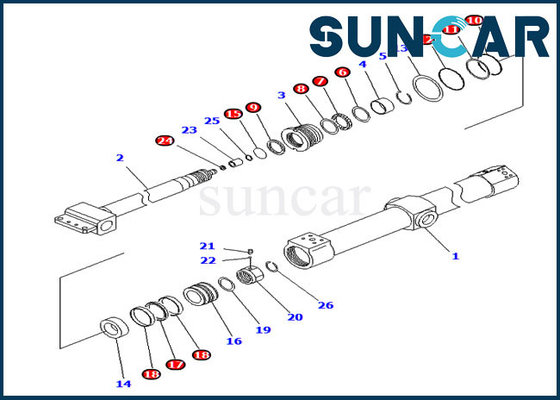 acheter Bras de Kit For Komatsu PC200SC-7-M1 PC200SC-6 Telesco de réparation de cylindre de glissière du kit KB3011A-00222 de joint online manufacture