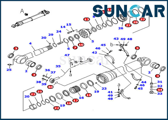 acheter Kit de joint de cylindre de bras de KOMATSU 707-98-58240 7079858240 pour l'excavatrice Sealing Parts de PC220LC-8 PC240LC-8K online manufacture