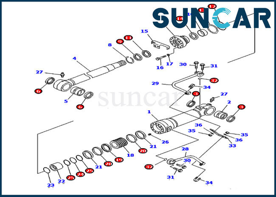 acheter Cylindre de lame de KOMATSU 707-99-58390 scellant l'excavatrice d'outre-mer de version de Kit Fits PC228US-3 PC228USLC-3 online manufacture