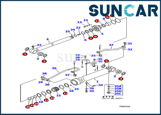 acheter 707-99-57280 7079957280 Kit de réparation du cylindre de bras pour une excavatrice Komatsu PC228UU-1 online manufacture