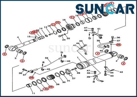 acheter Kit de joint de Komatsu Cylinder Repair d'excavatrice du kit 707-99-68515 PC400-5D PC400-6C de cachetage de bras online manufacture