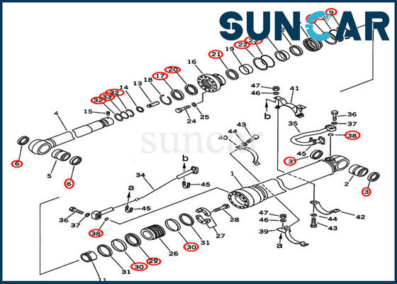 acheter Kits de réparation de cylindre hydraulique du kit 707-99-69505 de cachetage de bras pour le boom résistant KOMATSU PC400-6C online manufacture