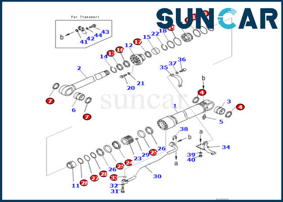 acheter KOMATSU 721-98-00130 7219800130 kit de cachetage de cylindre de boom de Kit Fits PC490LC-11 PC490LCI-11 de joint de cylindre de boom online manufacture