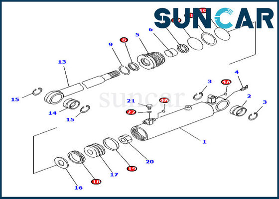 acheter 707-98-13610 7079813610 pièces intérieures de Kit Fits For PC40MR-1 PC45MR-1 KOMATSU de joint de cylindre d'angle online manufacture