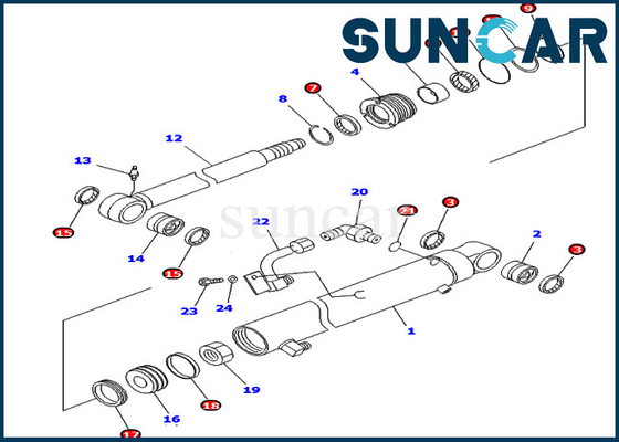 acheter Kit 707-98-25830 de service de cylindre de bras 7079825830 kits de scellage de Komatsu PC45MR-1 PC45MRX-1 PC45R-8 d'excavatrice online manufacture