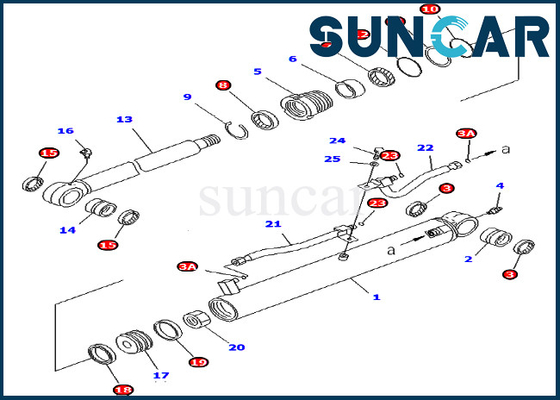 acheter 707-98-25360 7079825360 pièces intérieures de Kit Fits For Excavator PC45MR-1 KOMATSU de joint de réparation de cylindre de seau online manufacture