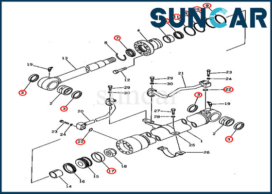 acheter 201-63-02040 2016302040 excavatrice Service Kits Parts de Kit For PC60U-5 KOMATSU de joint de cylindre de boom online manufacture